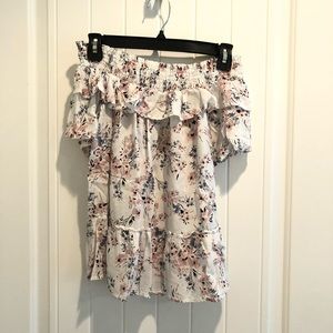 Michael Stars Smocked Off-the-Shoulder Top, Size M